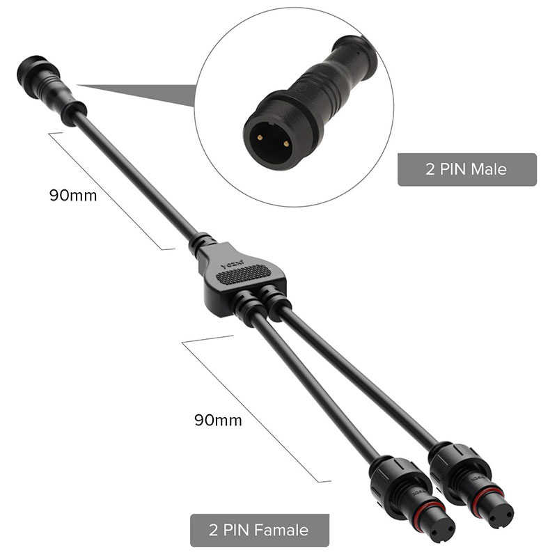 Small Size 2/3/4/5 Pin Waterproof 1-to-2 Y Splitter Cable Connector Small Size 2/3/4/5 Pin Waterproof 1-to-2 Y Splitter Cable Connector
